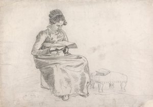 Girl Reading a Book by Cornelius Varley