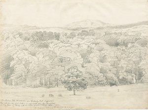 Wrottesley Hall - View of Malvern Hills by Cornelius Varley