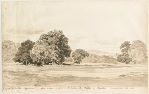 Wrottesley Park: sepia drawing by Cornelius Varley