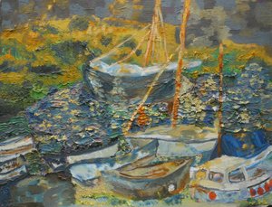 Mousehole Harbour, Resting Boats by Cosima Duggal