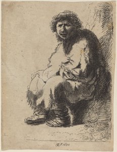 Beggar Seated on a Bank by Costantino Cumano after Rembrandt van Rijn