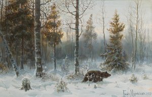 Winter Landscape with Bear, 1907 by Count Vladimir Leonidovich Muravyov