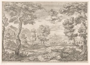Adonis Attacked by a Wild Boar (Landscapes after Paintings in the Palazzo Theodoli in San Vito Romano) by Crescenzio Onofrij