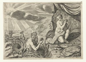 Scylla Fleeing from Glaucus, Metamorphoses of Ovid (series title) by Crispijn van de Passe (II)
