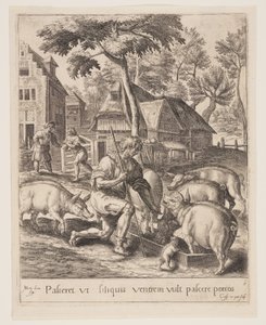 The Son Feeding the Swine, from The Parable of the Prodigal Son by Crispijn van de Passe I