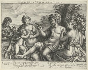 Bacchus, Venus, and Ceres in a Landscape by Crispijn van den Queborn
