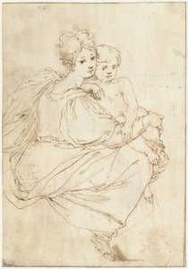 Seated Young Woman with a Naked Child on Her Lap