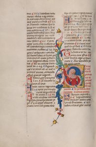 Initial S: Bust Portrait of a Bearded Man in Prayer