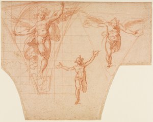 Three Studies of Angels for a Pendentive (recto)