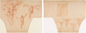 Three Studies of Angels for a Pendentive (recto); Studies for Christ Meeting His Mother on the Road to Calvary, Studies of an Angel in a Pendentive (verso)