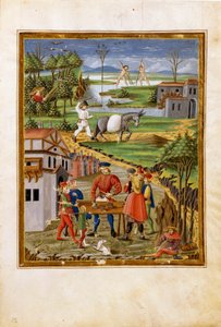 Influence of the Moon: scene of fishing, hunting and agriculture by Cristoforo De Predis