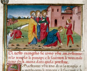 Jesus gives sight to a blind man by birth (Detail) by Cristoforo De Predis