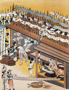 Artisans at Work, Painting Silk Screens, Edo Period by Culture Edo