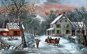 American Homestead in Winter, 1868 by Currier and Ives