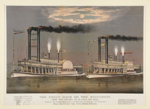 The Great Race on the Mississippi from New Orleans to St. Louis 1210 Miles by Currier and Ives
