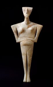 Female Figurine. Marble idol from Syros. 3000 BC. Cycladic Civilization. Athens, National Archaeological Museum by Cycladic
