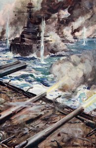 A Fleet of Battleships Firing Broadside, Illustration from 