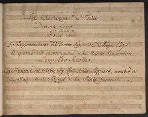Title page of the score La Clemenza di Tito by Czech School