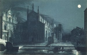 Nocturnal Scene of the Church of SS. Giovanni and Paolo, Venice, engraved by Brizeghel