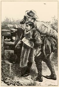 Evangelist points the way (from The Pilgrims Progress by John Bunyan, illustration by Thomas Dalziel) by Dalziel Brothers