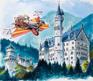 Chitty Chitty Bang Bang Passes by Neuschwanstein in the Bavarian Alps by Dan Escott