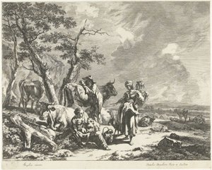 Noon: Shepherd Family Resting with Flock by Dancker Danckerts