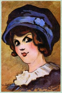 Theatre. The French actress Eve Lavalliere. Illustration by Daniel de Losques in: Je Sais Tout (magazine), France, Oct.
