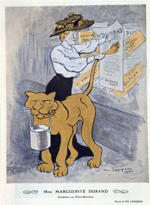 Marguerite Durand Sticking Her Election Posters - by Daniel De Losques by Daniel de Losques