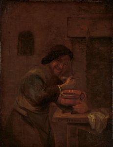 Man Eating from an Earthenware Pot