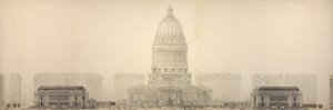 Plate 131 from The Plan of Chicago: Chicago. Elevation Showing the Group of Buildings