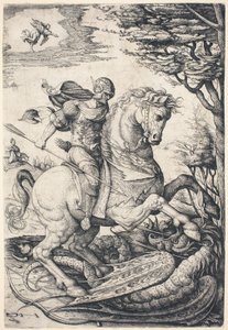Saint George on Horseback Slaying the Dragon by Daniel Hopfer