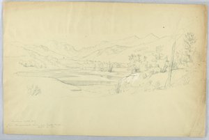 Franconia Notch from the Pemigewasset River near Grafton House by Daniel Huntington