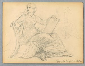 Study of Seated Woman for National Academy of Design Tympanum by Daniel Huntington