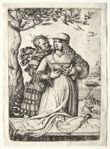 Soldier embracing a woman by Daniel I Hopfer