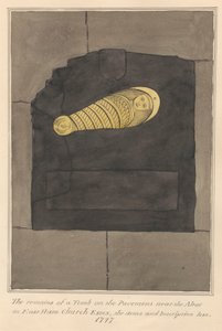 The Environs of London: Brass plate for Unidentified Infant from East Ham Church by Daniel Lysons