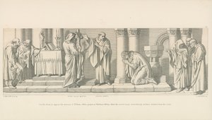 Harold, about to oppose the invasion of William, offers prayer at Waltham Abbey by Daniel Maclise
