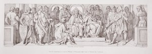 Harold, departing on a visit to William of Normandy, takes leave of Edward the Confessor, from 