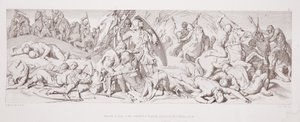 Harold, in front of the Standard of England, is pierced by a falling arrow, from 