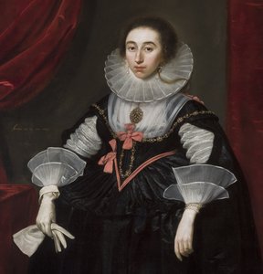 Detail of portrait of Elizabeth Cavendish, 1624 by Daniel Mytens