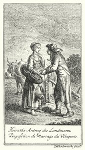 Marriage Proposal of the Peasant by Daniel Nikolaus (after) Chodowiecki