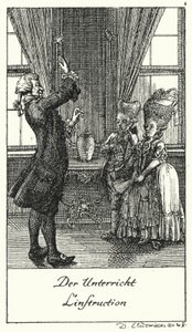 The Lesson (engraving) by Daniel Nikolaus (after) Chodowiecki