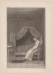 Adolphine reflects on the forthcoming engagement, plate 3 for the story “The Betrothal Gift” by Daniel Nikolaus Chodowiecki