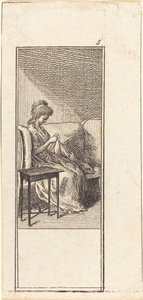 Girl Seated, Sewing by Daniel Nikolaus Chodowiecki