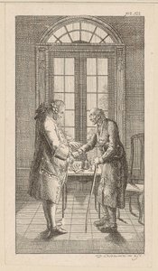 Mr. v. G. Gives the Old Man a Hand by Daniel Nikolaus Chodowiecki