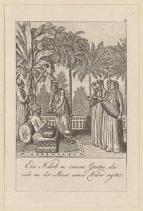 Nabob in His Garden, Plate 3 from the Series "East Indian Customs" by Daniel Nikolaus Chodowiecki