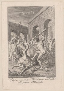 Theseus slays the Minotaur and saves the young Athenians, plate 3 for Becker