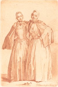 Two Standing Ladies (Demoiselles Quantin) by Daniel Nikolaus Chodowiecki