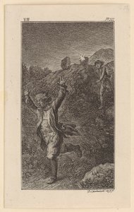 Vogt Wants to Move a Boundary Stone, is Surprised by the Chicken Carrier and Believes He is the Devil by Daniel Nikolaus Chodowiecki