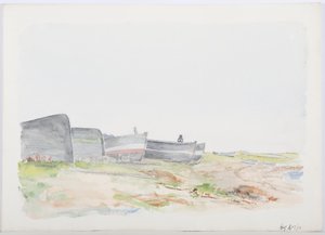 Fishing Cobles, Holy Island, 1895 by Daniel Oliver