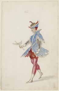 Male Figure in a Blue and Red Costume from the Ballet des Quatre Saisons de l